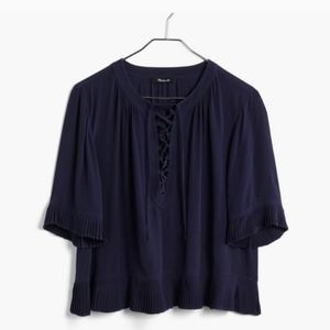 💓Madewell Sunpleat Lace-up Top